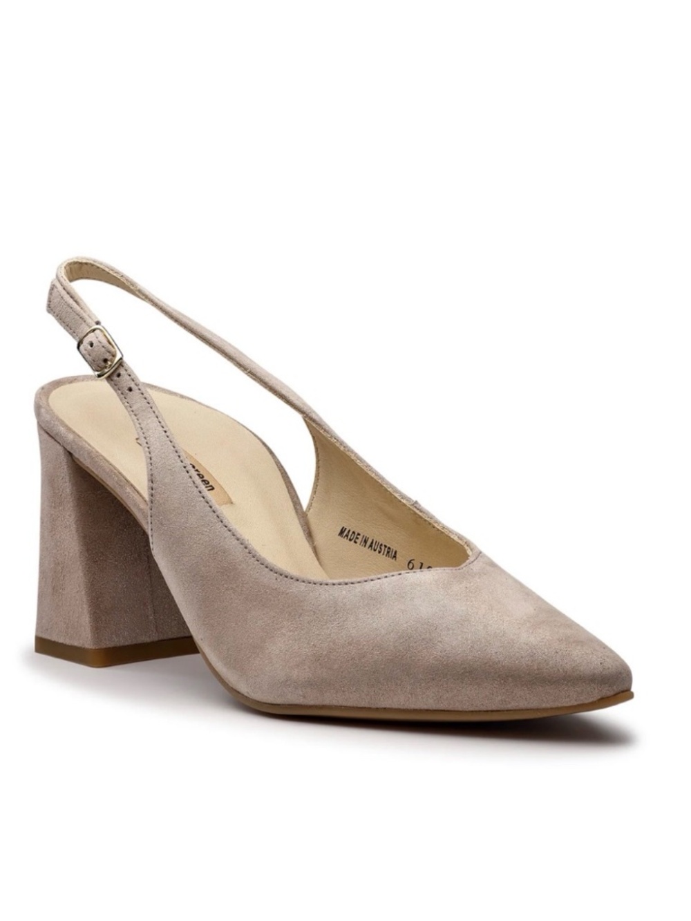 New Paul Green Toluca Sling Heel Cashmere Metallic Suede Sz 6